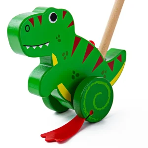 Clearance Push Along (T-Rex) Wooden Animal Toys | Wooden Push And Pull Along Toys