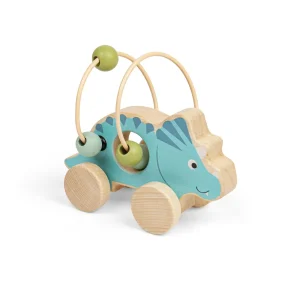 Clearance Push Along Triceratops Bead Frame Traditional Wooden Toys | Wooden Push And Pull Along Toys