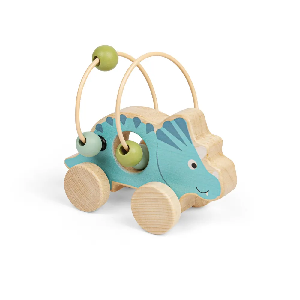 push_along_triceratops_be_1.webp Clearance Push Along Triceratops Bead Frame Traditional Wooden Toys | Wooden Push And Pull Along Toys