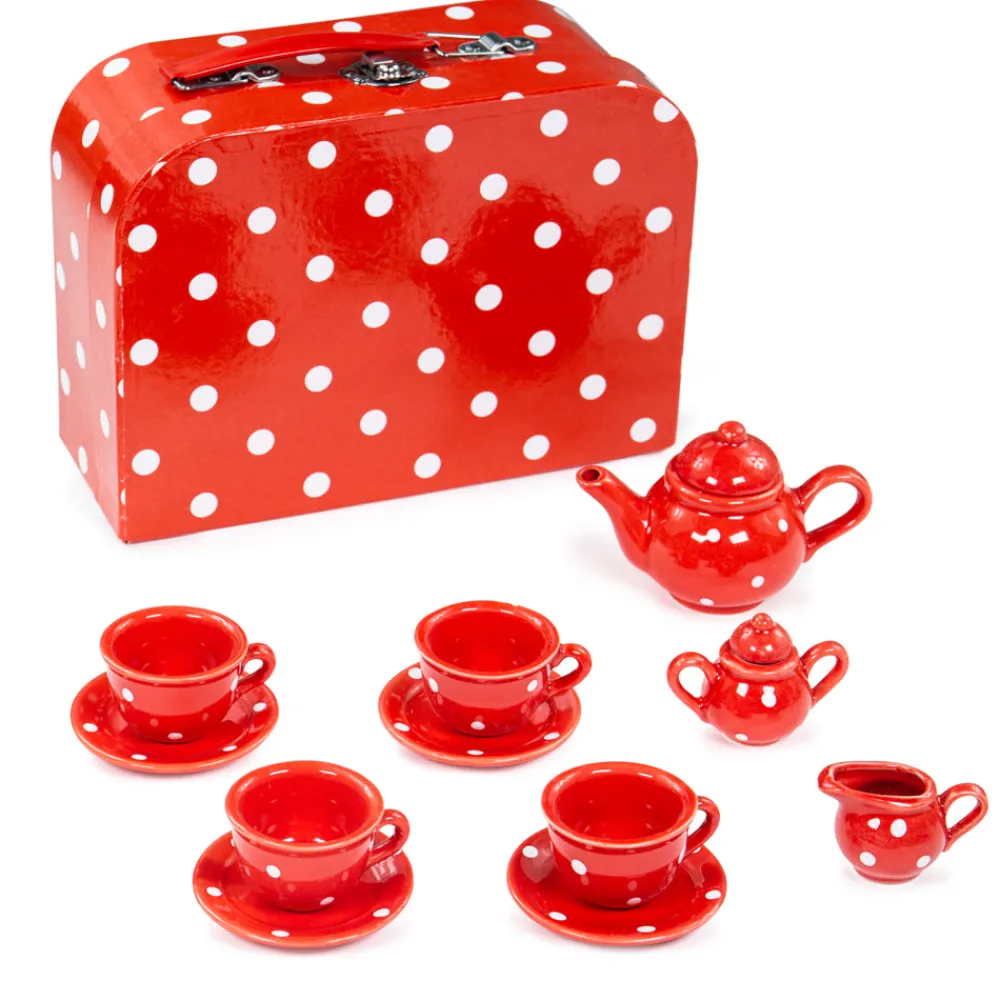 red_polka_dot_porcelain_t_0.webp New Red Polka Dot Porcelain Tea Set Play Shop Cook And Share | Wooden Toy Food Sets