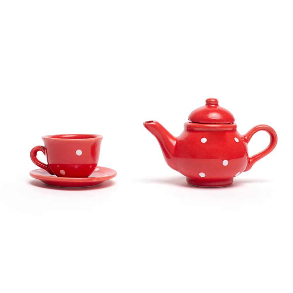 red_polka_dot_porcelain_t_1.webp New Red Polka Dot Porcelain Tea Set Play Shop Cook And Share | Wooden Toy Food Sets
