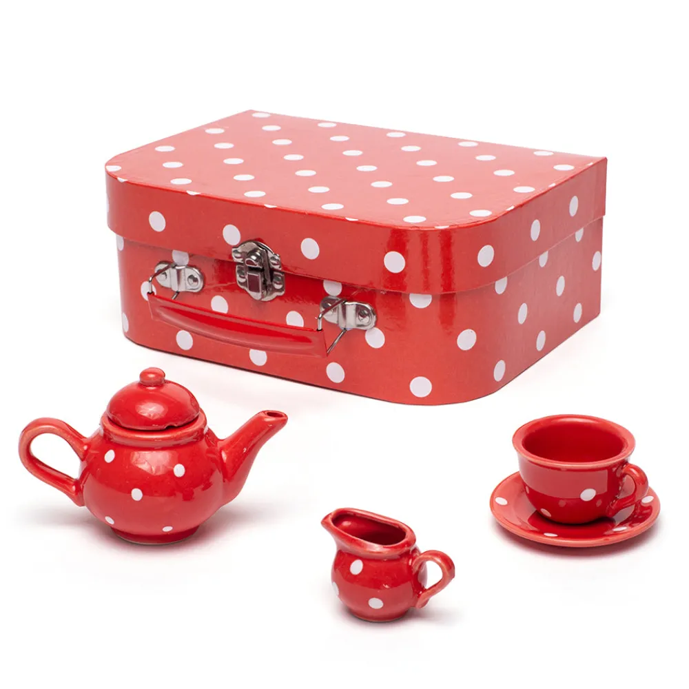 red_polka_dot_porcelain_t_2.webp New Red Polka Dot Porcelain Tea Set Play Shop Cook And Share | Wooden Toy Food Sets
