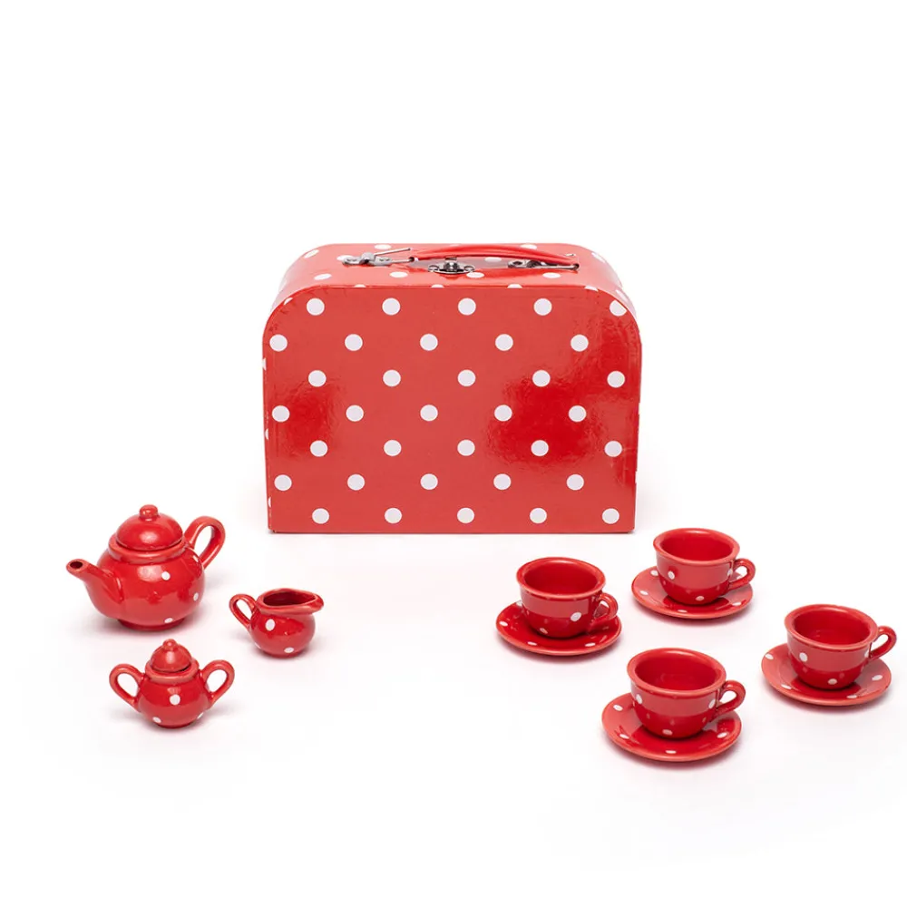 red_polka_dot_porcelain_t_4.webp New Red Polka Dot Porcelain Tea Set Play Shop Cook And Share | Wooden Toy Food Sets