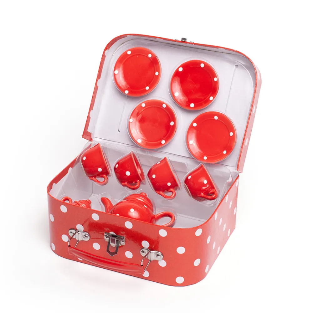 red_polka_dot_porcelain_t_8.webp New Red Polka Dot Porcelain Tea Set Play Shop Cook And Share | Wooden Toy Food Sets