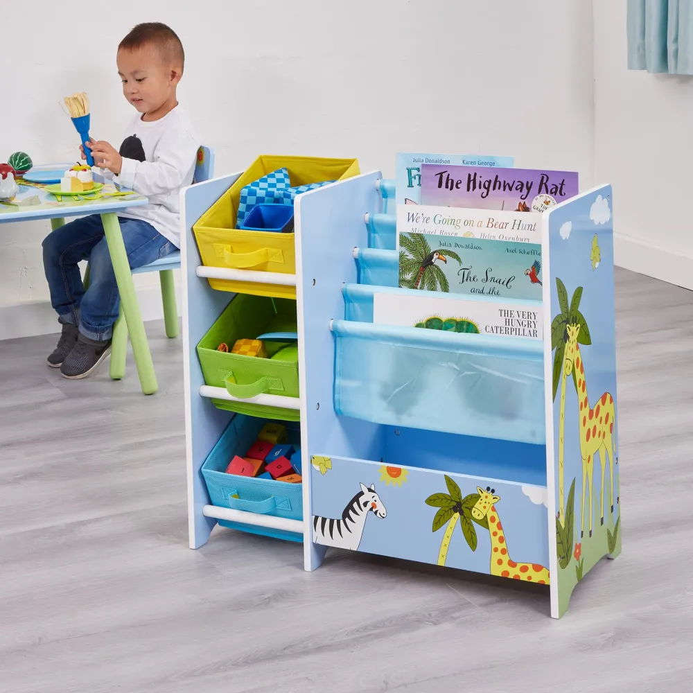 safari_book_display_unit__1.webp Clearance Safari Book Display Unit with Fabric Storage Boxes Kids Kid’s Furniture
