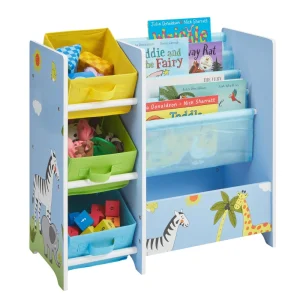 Clearance Safari Book Display Unit with Fabric Storage Boxes Kids Kid’s Furniture