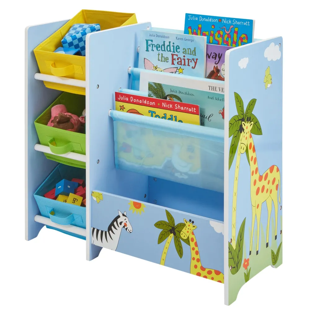 safari_book_display_unit__4.webp Clearance Safari Book Display Unit with Fabric Storage Boxes Kids Kid’s Furniture