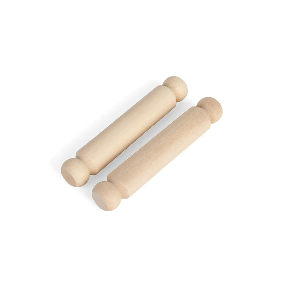 small_rolling_pin_pack_of_2.webp Fashion Small Rolling Pin (Pack of 2) Wooden Toy Food Sets | Shopping Role Play