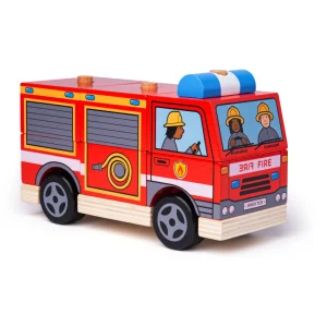 New Stacking Fire Engine Wooden Push And Pull Along Toys | Building & Stacking Toys