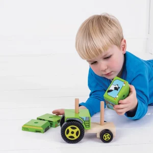 New Stacking Tractor Wooden Push And Pull Along Toys | Building & Stacking Toys