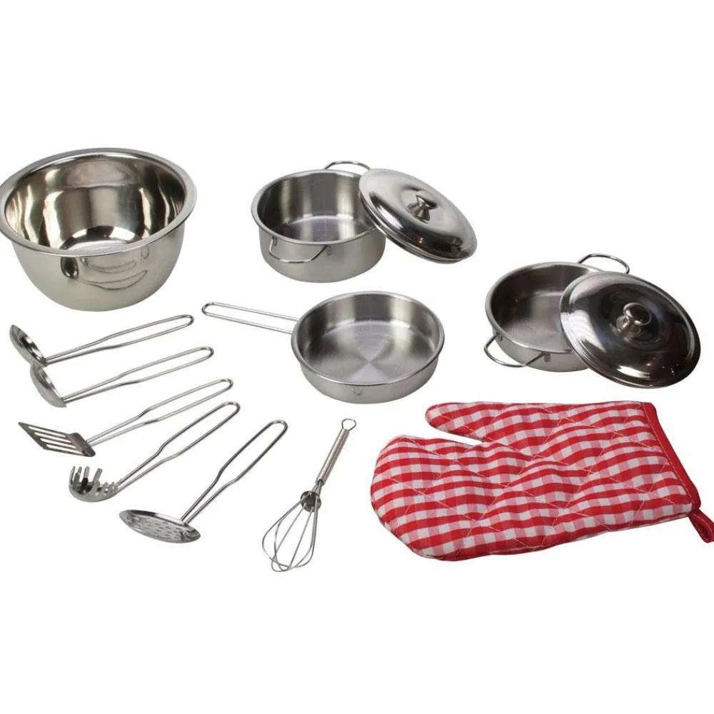 stainless_steel_kitchenwa_0.webp Sale Stainless Steel Kitchenware Set Play Shop Cook And Share | Pretend Play Kitchens