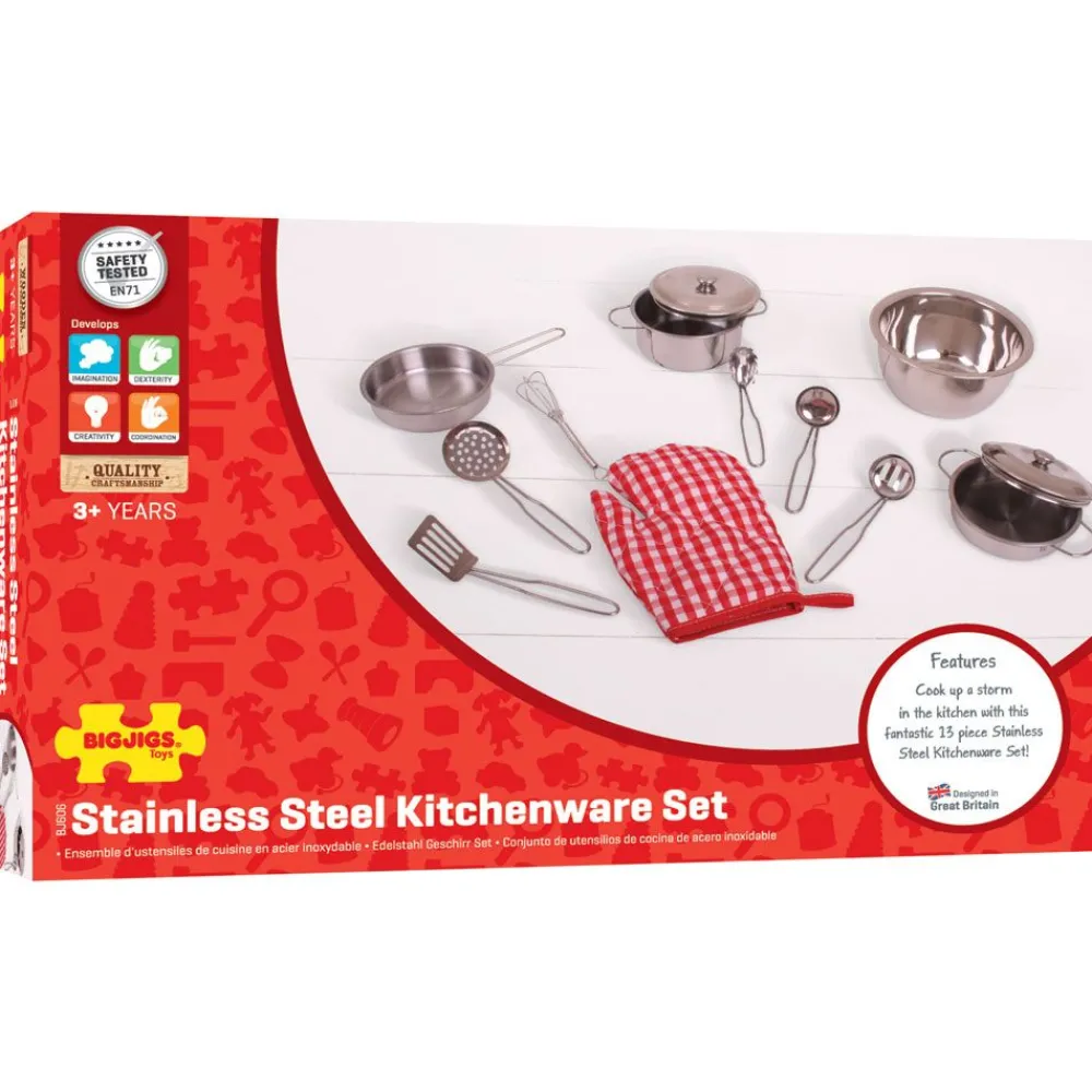 stainless_steel_kitchenwa_1.webp Sale Stainless Steel Kitchenware Set Play Shop Cook And Share | Pretend Play Kitchens