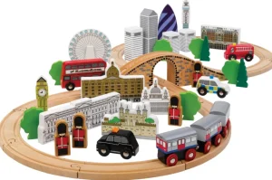 Outlet City of London Wooden Train Set Gifts For 5 Yr Olds | Toys For 4 Year Olds