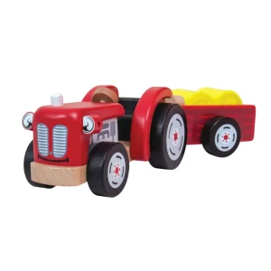 Hot Tractor and Trailer Wooden Animal Toys | Traditional Wooden Toys