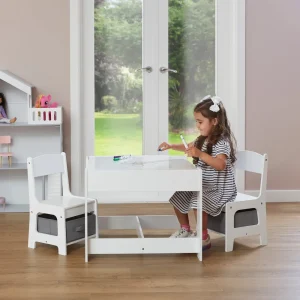 Sale White Table and Chairs with Storage Bins Kids Kid’s Furniture