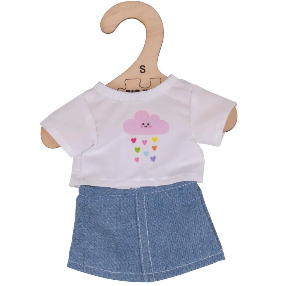 white_tshirt_and_denim_sk_0.webp New White T-Shirt and Denim Skirt (for Size Small Doll) Soft Rag Dolls | Soft Toys