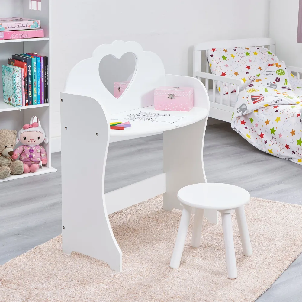 white_wooden_dressing_tab_1.webp Outlet White Wooden Dressing Table and Stool Kids Kid’s Furniture
