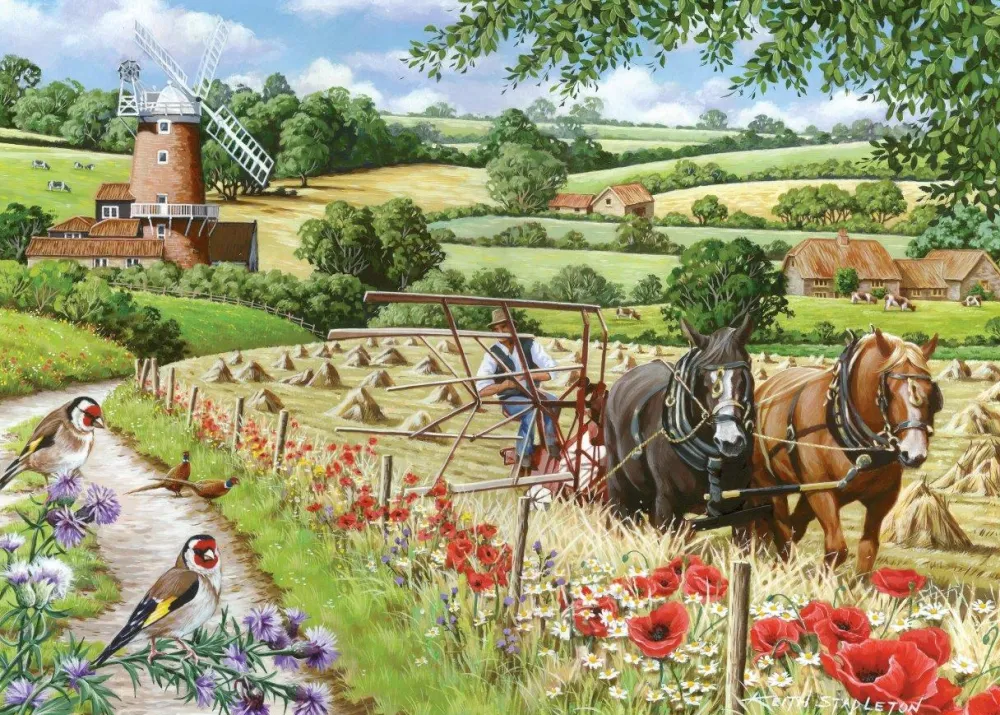 windmill_lane__big__piece_0.webp Clearance Windmill Lane – BIG 500 Piece Jigsaw Puzzle Children's Wooden Puzzles